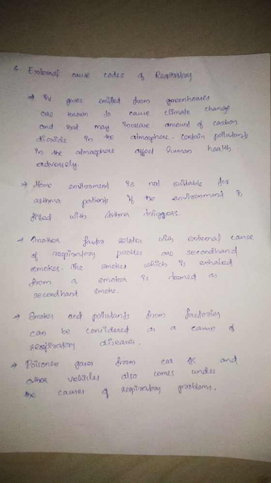 6. External cause codes of Respinakay he gases emissed care known to and that may dioxide in the in the almosphere odversely,