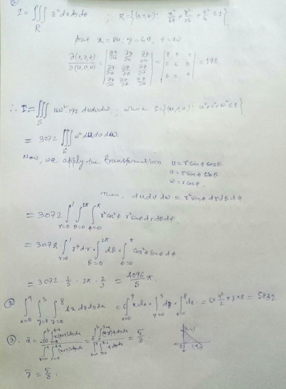 SSS 22 dx dy dz R=3672) 59 R. but a=80; y = 60; 2=40 2 (2,2,2) au - 192 Ju 24 29 22 4 22 SSS 16W: 192 dududu, where s={fe, u,