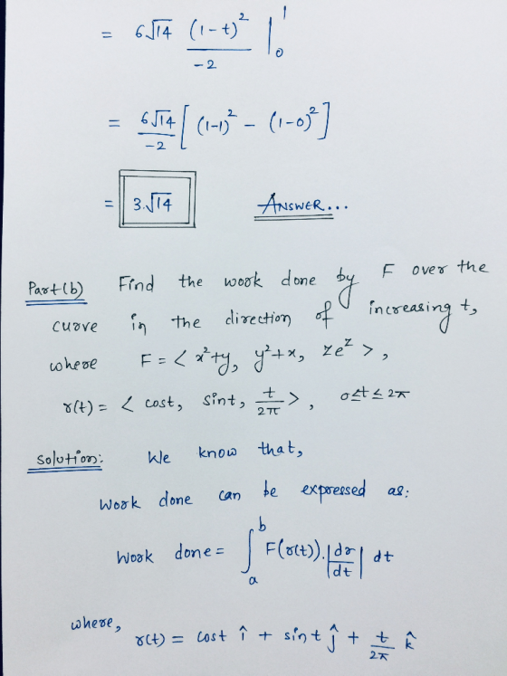 13 10 Points a Find The Line Integral Of F x Y Z X y z Over