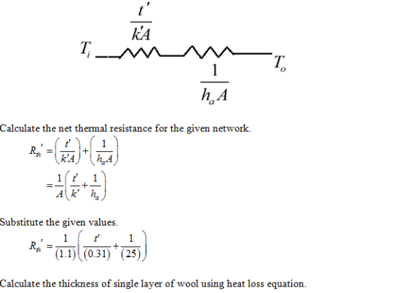 KA Calculate the net thermal resistance for the given network. Substitute the given values. 4=(111)((031)+(25)) 1.1 (031) (2