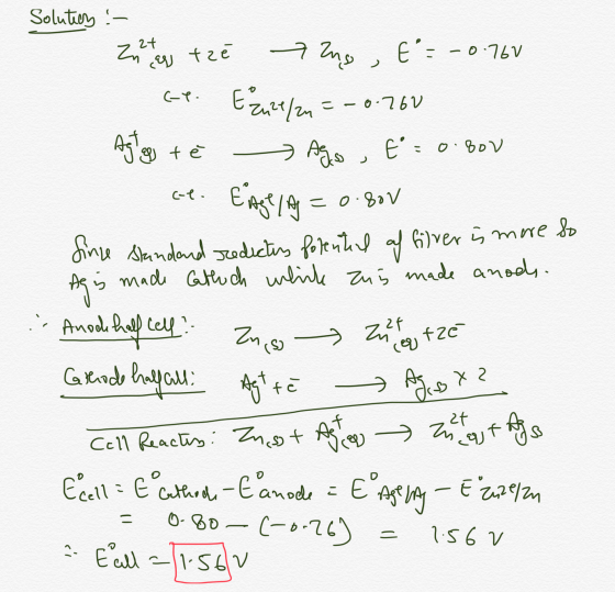 Solution :- 22 zu tretze 7 Eng , t = -0.760 ae. Ezune/n =-0.760 Agtegy té - Ago , t = o bov at. Edge / Ag = 0.80V Since Stand