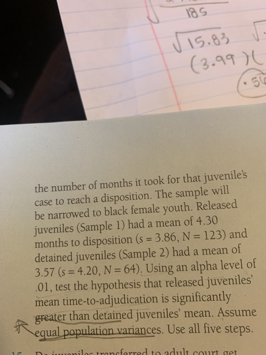 18 S 15.83 3. the number of months it took for that juveniles case to reach a disposition. The sample will be narrowed to bl
