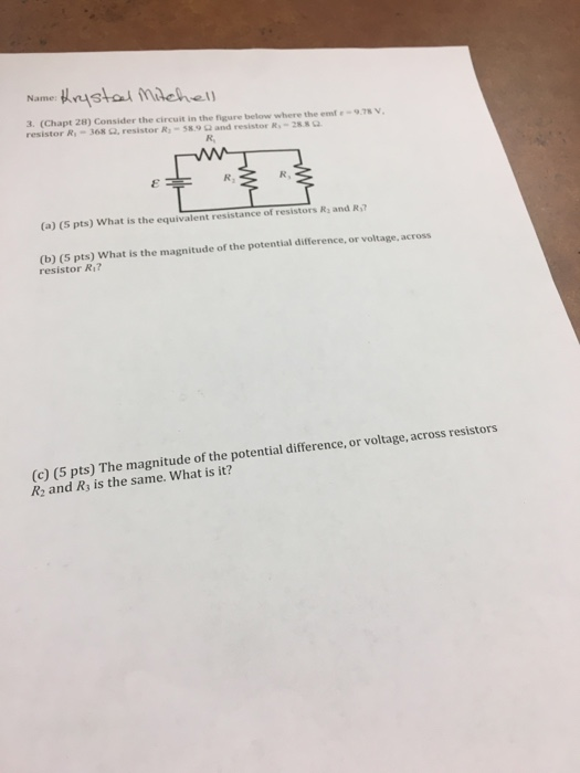 3. (Chapt 28) Consider the circuit in the figure below where the emt 98V resistor R.-368 Ω, resistor R1-38.9 Ω and resistor R