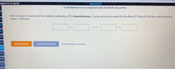apters 15, 17 and 21) [References) Use the References to access important values if needed for this question Write a balanced