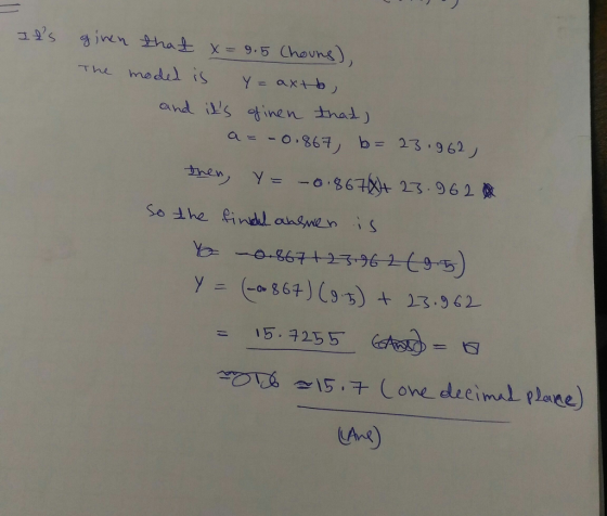 the model is y=ax+-b so the findl ausme n is こ 15-7255