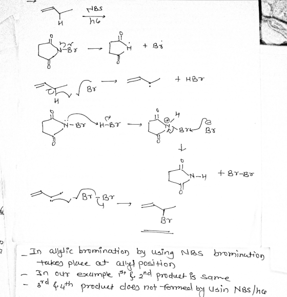 N8 nr N-Br THBY Wrocą +487 Br 6 O H N-BY H-BY- Br + Br-Br H Br - - In allylic bromination by using NBS bromination takes plac