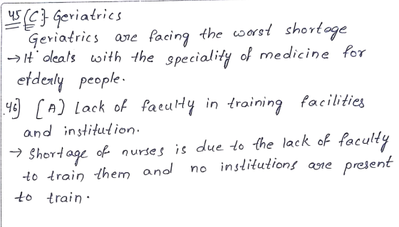 Geriatries Geriatrics toleals oith the gpeciality of medicine for etdexly people A) Lack of faeuHy in training facilities fac
