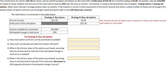 The current price of a stock is $31.50 per share, and six-month European call options on the stock with a strike price of $32
