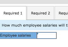 Required 1 Required 2 Requi How much employee salaries will t Employee salaries