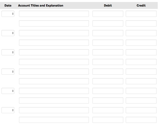 Date Account Titles and Explanation Debit Credit