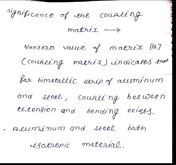 significance of the coupling matrix * Nonzero value o matrix (@7 ccourcing matrix) vindicates that Bar bimetallic strip of al