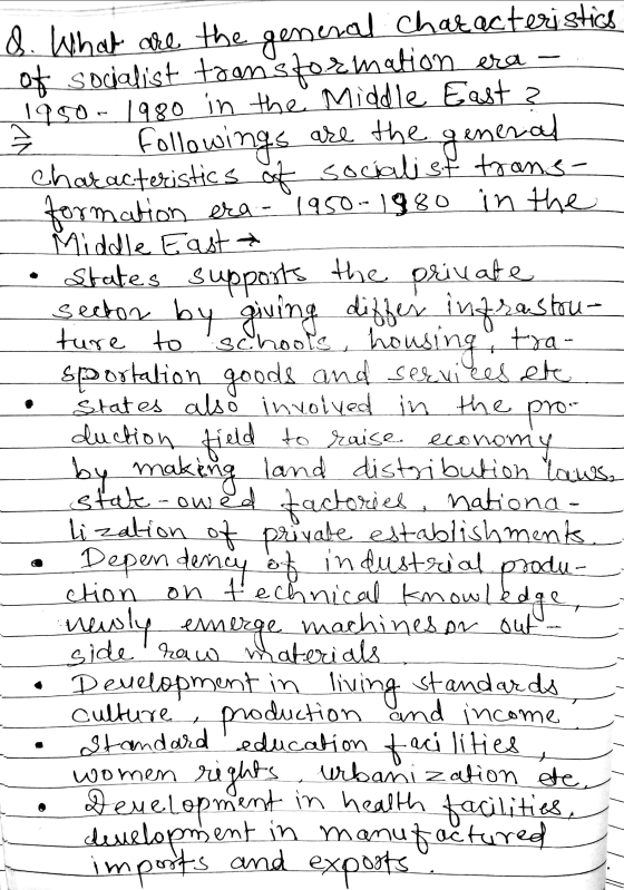 &. What are the general characteristics of socialist transformation era - 1950. 1980 in the Middle East 2 Į followings are th