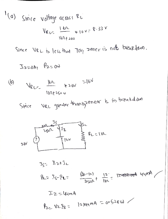 a) Sinte voltage as Ru Veua t 200 Since VEL is less thol Tov, ener is not beak lon nce URL Is ess tA Since 28