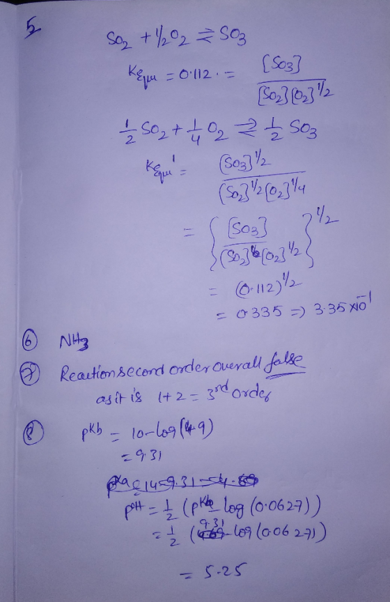 5 So, +2 2 2 503 [03] keqa = 0112. = [502][0] / 2 50₂ + + 0 2 2 – S03 Ken - (S03]} = ((S03] 22 = 0.112 % SO335 ) 3:35x10 ① R