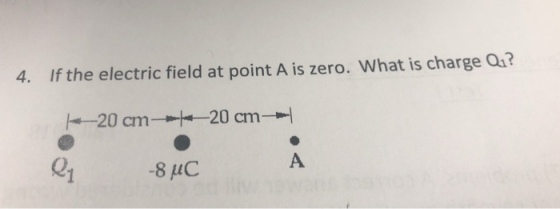 4. If the electric field at point A is zero. What is charge Qu? cm- 0