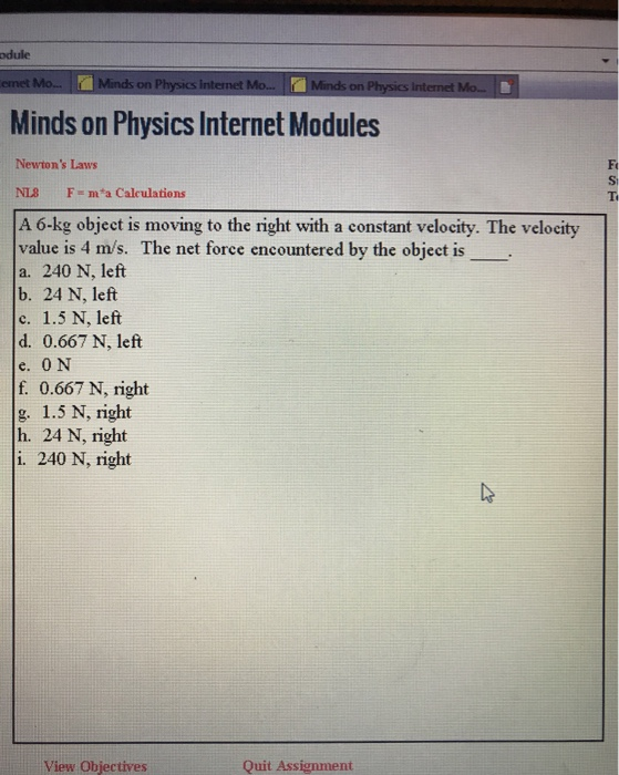dule emnet Mo. Minds on Physics Internet Mo... Minds on Physics Internet Mo.. Minds on Physics Internet Modules Newtons Laws