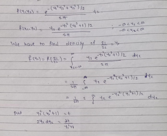 f(YY) = -(4,²4² +42 ²/2 27 -OLY, LOS fluu42) o e-42 (41²+1) 12 -OLY2LOO 2T 22 We have to find dencity of 21 - 4 - f(1) = f( 2