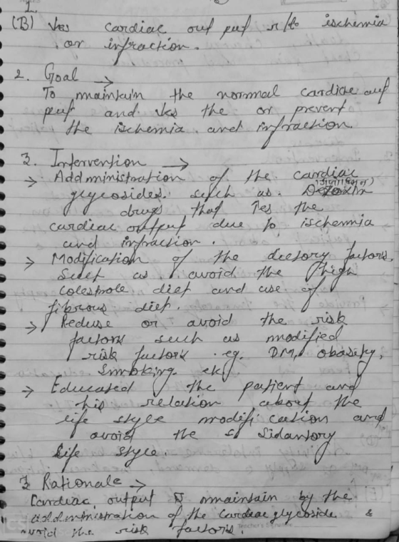 ihto Eschemia • (B) des or cardiac ouf puf infraction 2. Goals D D - To maintain the normal cardiste auf pes and as the or pr