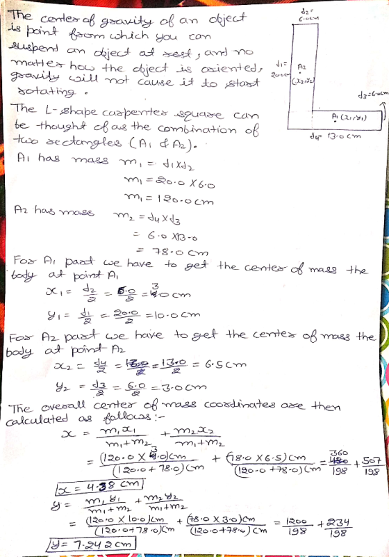 The center o gaavidy of an ckject point hich you com The L-shape coapete guare cavm be theught co the combination o 2 we have