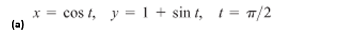 x = cost, y = 1 + sint, t = 1/2