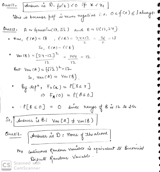 er i 24 +12 2 12 12 ausilo answer is D. fx(x) <o it all This is because pdf u never negative i.e. O= f(x) < I always. If Ques