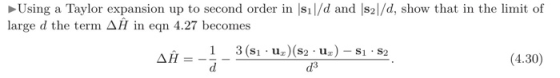Using a Taylor expansion up to second order in s/d and s2l/d, show that in the limit of large d the term AH in eqn 4.27 becom