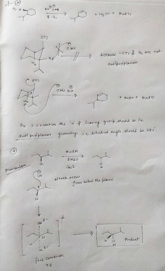 Name Ts o E-2 NalTS + oH + OTS o me A HE because ots of He are not antiperiplanar. OTS ome Na t meort Naots For F-2 reaction