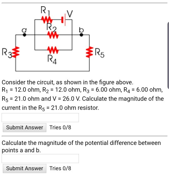 Ras SR. Consider the circuit, as shown in the figure above. R1 = 12.0 ohm, R2 = 12.0 ohm, R3 = 6.00 ohm, R4 = 6.00 ohm, R5 =