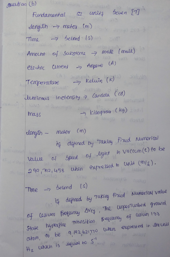 cuestion (6) Fundamental is cenits Seven {1} length meter (m) becond(s) Time Amount of substance » mall (male) electric curen