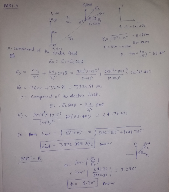 PAR1 -A xcomponent of the electric fielet 12) y- Compone nt of the eleetnic freld -64-1.7 6 л/е n! 112) gin(63.44°) Ey Enet Ey PART-B E. Ey 中 tayl 64-1.7