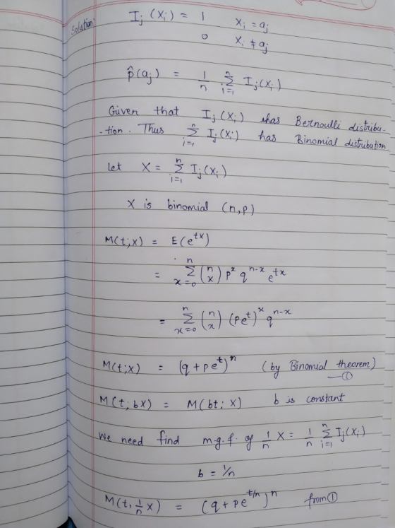 Given, that-ItLXz)一has Bernoulli distribu- ไร le t に! +Pe) (by Bin nual theorem) -