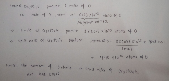 Question 3 of 15 Determine the number of atoms of O in 92
