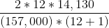 \frac{2 * 12 *14,130 }{(157,000 ) * (12+1)}