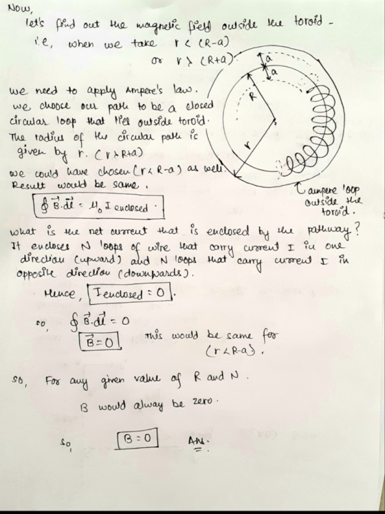 Now, lets pd out a magneic e outside toroid r CR-a) .e, when we take we need to apply Amperes laus we cuooce ocu pau to be a