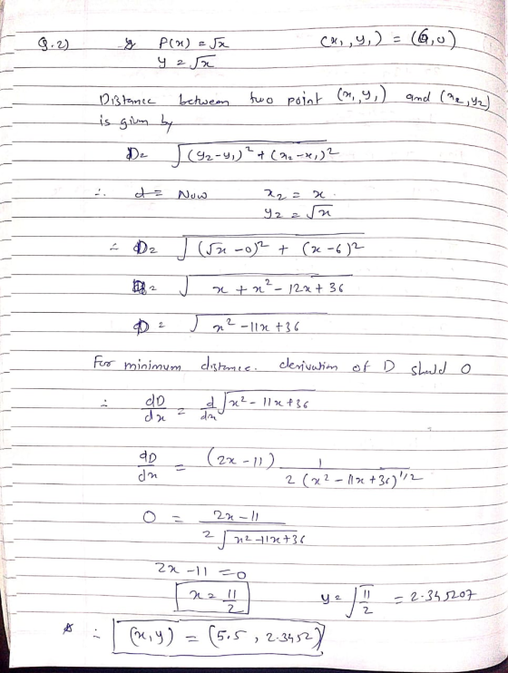 9.2) CH,9,) - (@,0) Plu) za y a Ja and (m2, Yz) Distance between two point (ny) is gilum by De (92-y,) & (22 - 2,)? dz Now x2