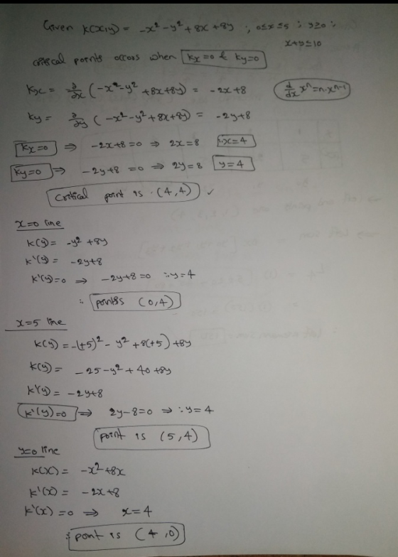 Given KCO1y) = _x² - y² +880 +8y, osxss; 920 Xty=10 cortical points occors when [ky so f kyzo] Kc = c ( - x² - y² +82 +84) =