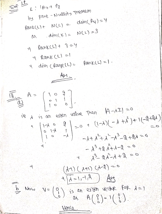 , Rank (L1 A-A1丿:0 ǐ, an eign.value Than ie 3 enco