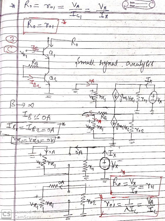 de Ix Small signal analytis w BE SIBOA I ISI BAT Via Vaize OV* Volem ror / Kisman thinto it hint HI va I 15 Scanned CamScanne