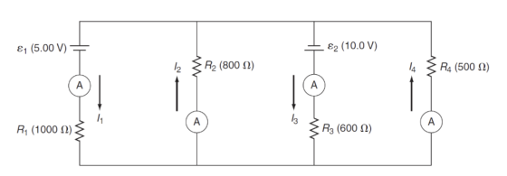 &1 (5.00 V) €2 (10.0 V) 12 R2 (8002) 14 R4 (500 (2) A A 11 A 13 A R (1000) R3 (6002)