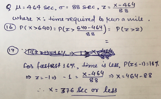 88 - 1:464 sec, 6 = 88 sec, z- X-464 where to time required to run a mile. © P(x>640)=P(Z > 640-464)= Plz>2) ☺ Rezuela for fa