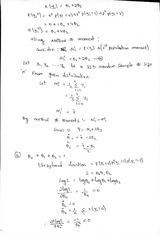 E y:= e, 22 Ely:)62 plyso)a pls)4a*ply; =0+10, + 82 Ely moment EL) population mament) Ju- Consi den Let be a ID andem Saple S