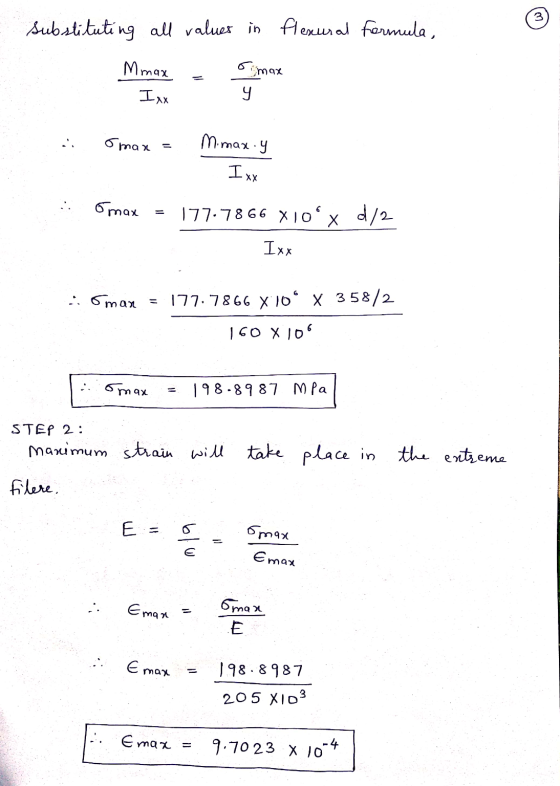 3 Substituting all values in flexural formula, max Simax Ixx 9 omar = M.max.y Ixx max 177.7866 X10 x d/2 Ixx :. Smax 177. 78