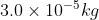 3.0 \times 10^{-5} kg