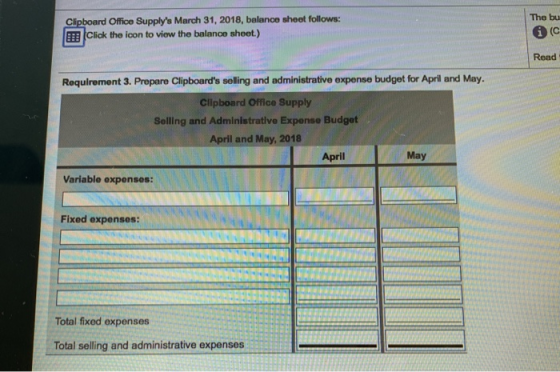 The bu Clipboard Office Supplys March 31, 2018, balance shoot follows: Click the icon to view the balance shoot.) Read Requi