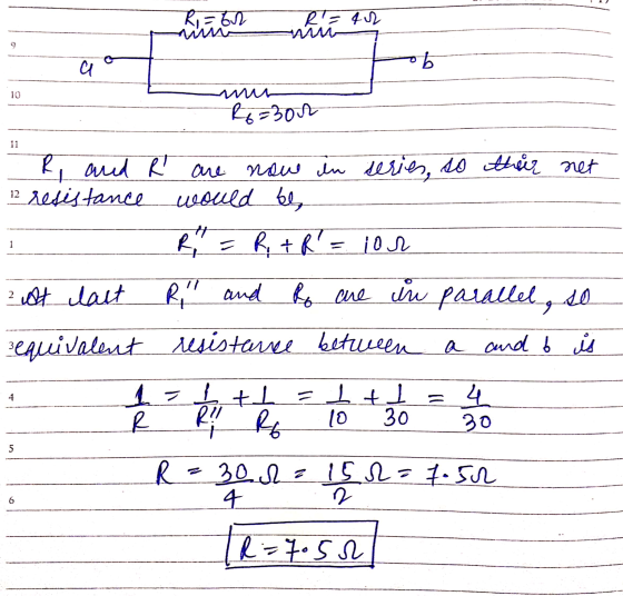Ri=br R = 42 a ob R6=300 t R and R are now in series, so their net 12 resistance would be Ri = R + R = lor 2 At last R, and