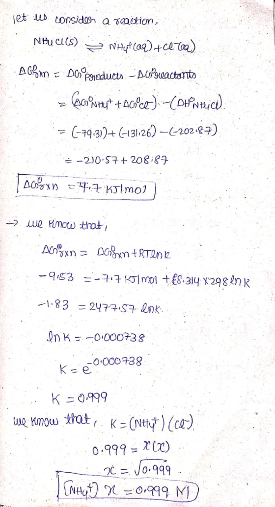 let les consider a reaction, NHU CICS) = what (aq) +cena) AGRON = DG opgeduides -scieactants z lacritest +46.co)-(otwarci). =