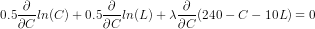 0.5, In(C) + 0.5- ,ln(L) + λ ;(240-C-10L)-0 ac