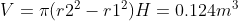 V = π( r22-r12) H = 0.12477
