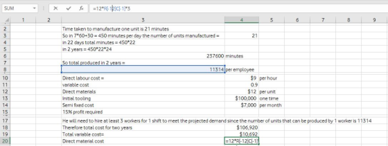 SUM 3 Time taken to manufacture one unit is 21 minutes So in 760+30 450 minutes per day the number of units manufactured- in