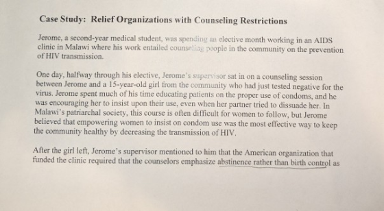 Case Study: Relief Organizations with Counseling Restrictions Jerome, a second-year medical student, was spending an elective